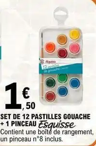 E.Leclerc Esquisse - set de 12 pastilles gouache + 1 pinceau offre