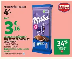 Auchan MILKA Tablettes de chocolat oréo offre