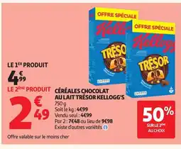 Auchan KELLOGG'S Céréales chocolat au lait trésor offre