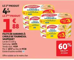 Auchan SAUPIQUET Filets de sardines à l'huile de tournesol offre