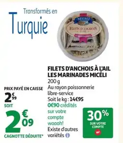 Auchan MICÉLI Filets d'anchois à l'ail les marinades offre