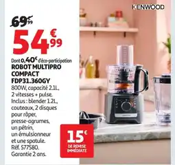 Auchan KENWOOD Robot multipro compact fdp31.360gy offre