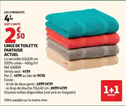 Auchan ACTUEL Linge de toilette fantaisie offre