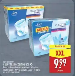 ALDI L'oréal - culottes incontinence offre