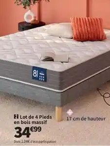 Conforama Lot de 4 pieds en bois massif offre