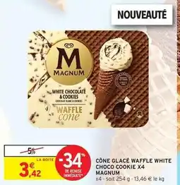 Intermarché Magnum - cone glace waffle white choco cookie x4 offre