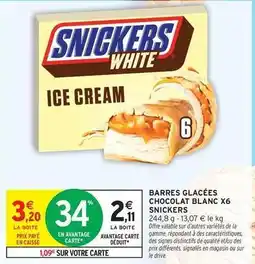 Intermarché Snickers - barres glacées chocolat blanc x6 offre