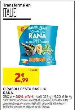Intermarché Rana - girasoli pesto basilic offre