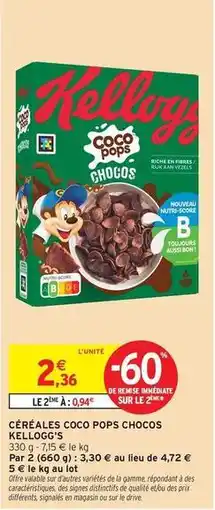 Intermarché Kellogg's - céréales coco pops chocos offre