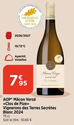 Bi1 Vignerons des Terres Secrètes Mâcon Verzé offre