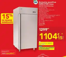 METRO METRO PROFESSIONAL Armoire positive GRE3700 inox offre
