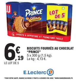 E.Leclerc PRINCE Biscuits fourrés au chocolat offre