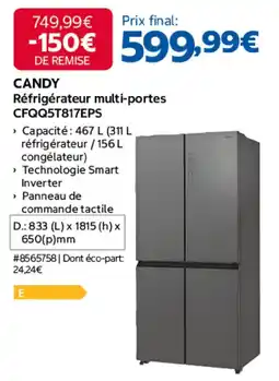 Costco CANDY Réfrigérateur multi-portes CFQQ5T817EPS offre