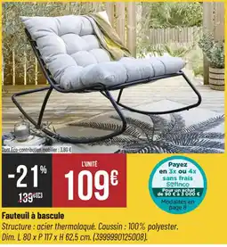 Bricorama Sefinco Fauteuil à bascule offre