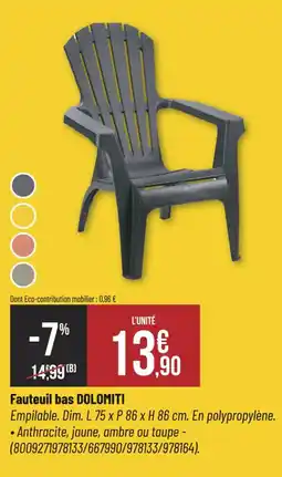 Bricorama DOLOMITI Fauteuil bas offre