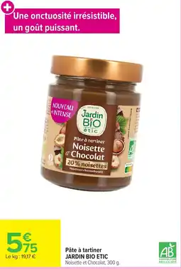 Carrefour Market JARDIN BIO ETIC Pâte à tartiner Noisette et Chocolat offre