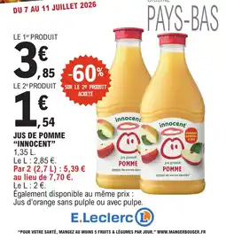 E.Leclerc innocent Jus de pomme offre