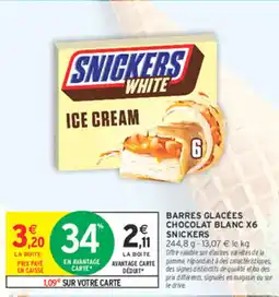 Intermarché Express BARRES GLACÉES CHOCOLAT BLANC X6 SNICKERS offre