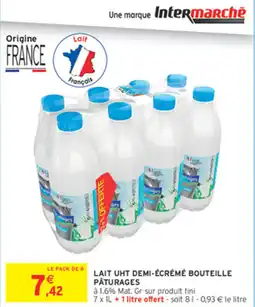 Intermarché Express LAIT UHT DEMI-ÉCRÉMÉ BOUTEILLE PÅTURAGES offre