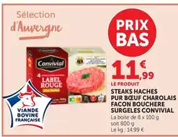 Maximarché CONVIVIAL Steaks haches pur bœuf charolais facon bouchere surgeles offre