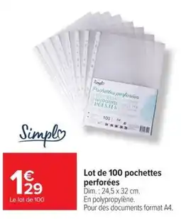 Carrefour Market Simplo Pochettes perforées offre