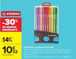 Carrefour Market STABILO feutres de dessin Pen 68 offre