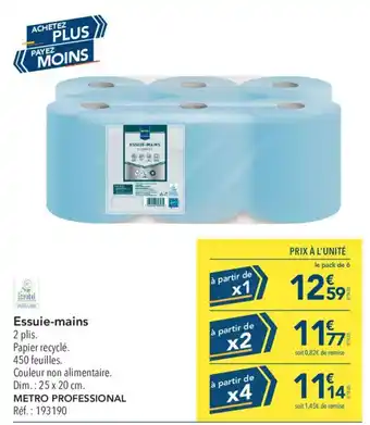 METRO METRO PROFESSIONAL Essuie-mains offre
