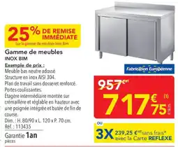 METRO INOX BIM Meuble bas neutre adossé offre