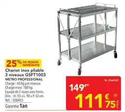 METRO METRO PROFESSIONAL Chariot inox pliable offre