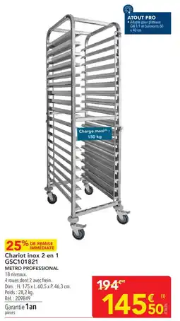 METRO METRO PROFESSIONAL Chariot inox 2 en 1 offre