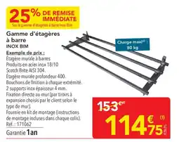 METRO INOX BIM Étagères à barre offre