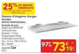 METRO METRO PROFESSIONAL Étagère inox GWMS3100 offre