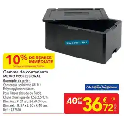 METRO METRO PROFESSIONAL offre
