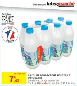 Intermarché Hyper PÂTURAGES LAIT UHT DEMI-ÉCRÉMÉ offre