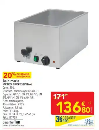 METRO METRO PROFESSIONAL Bain-marie offre