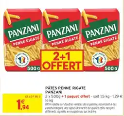 Intermarché Hyper PANZANI PÂTES PENNE RIGATE offre