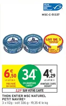 Intermarché Hyper PrittNavire Thon entier MSC naturel offre