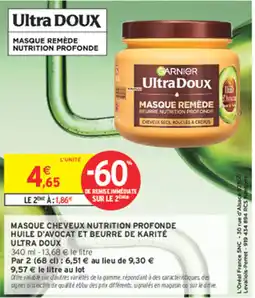 Intermarché Contact GARNIER UltraDoux MASQUE REMÈDE NUTRITION PROFONDE offre