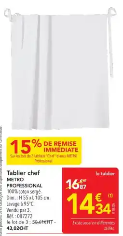 METRO METRO Tablier chef PROFESSIONAL offre