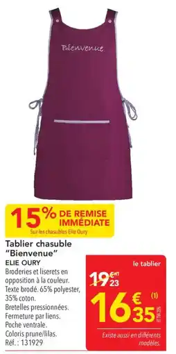 METRO ELIE OURY Tablier chasuble "Bienvenue" offre