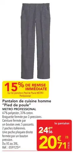 METRO METRO PROFESSIONAL Pantalon de cuisine homme offre