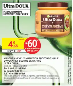 Intermarché Hyper GARNIER Ultra Doux MASQUE REMÈDE offre