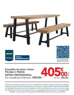 METRO METRO PROFESSIONAL Ensemble de tente à bière PICADA 3 PIÈCES offre