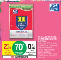Intermarché Contact Oxford Feuilles simples perforcées offre