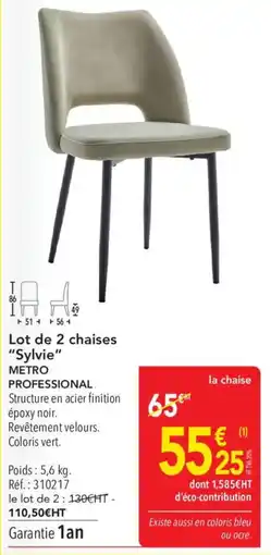 METRO METRO PROFESSIONAL chaise Sylvie offre
