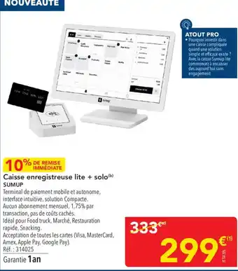 METRO SUMUP Caisse enregistreuse lite + solo offre