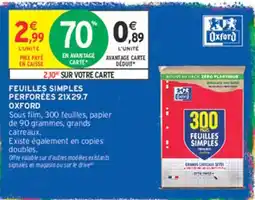 Intermarché Hyper Oxford Feuilles simples perforées offre