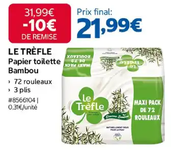 Costco Le Trèfle Papier toilette Bambou offre