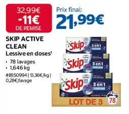 Costco Skip Active Clean Lessive en doses offre