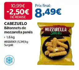 Costco CABEZUELO Bâtonnets de mozzarella panés offre